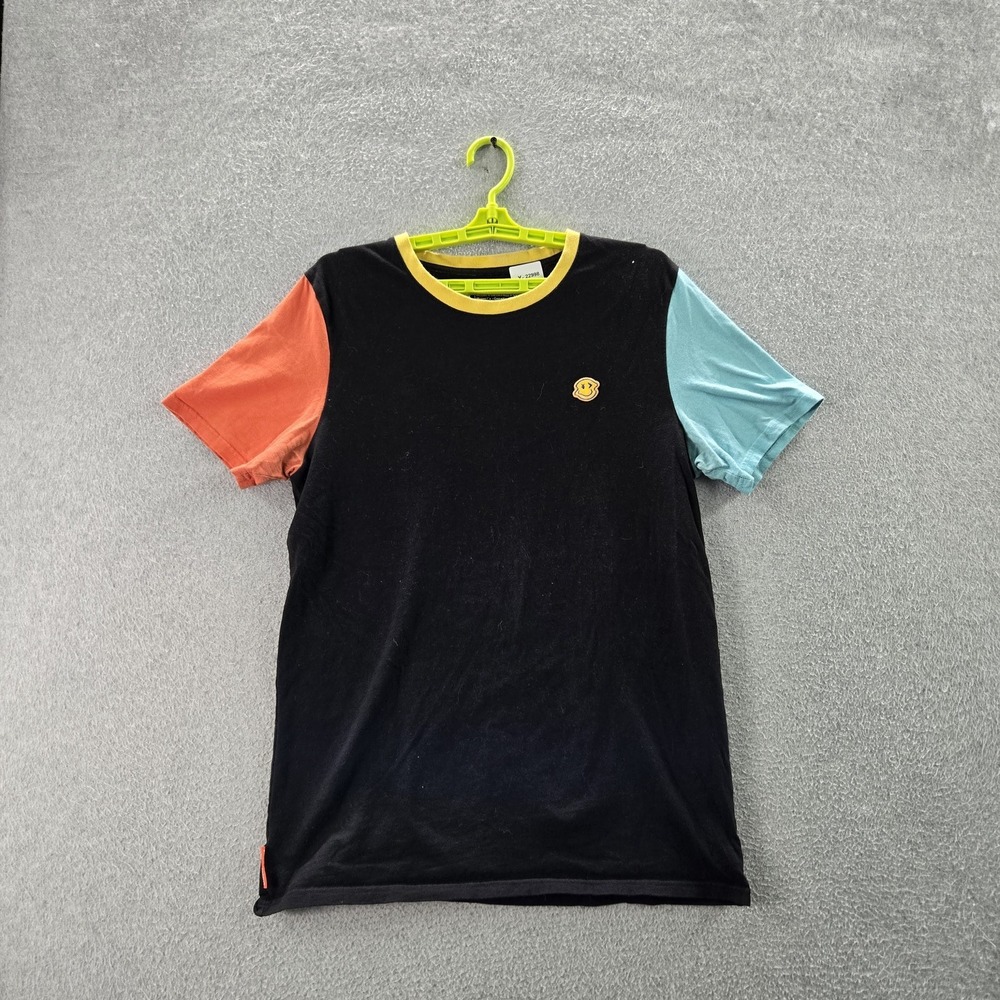 Dutch Bros Coffee Women Shirt LARGE Black Colorblock Windmill Logo Short Sleeve